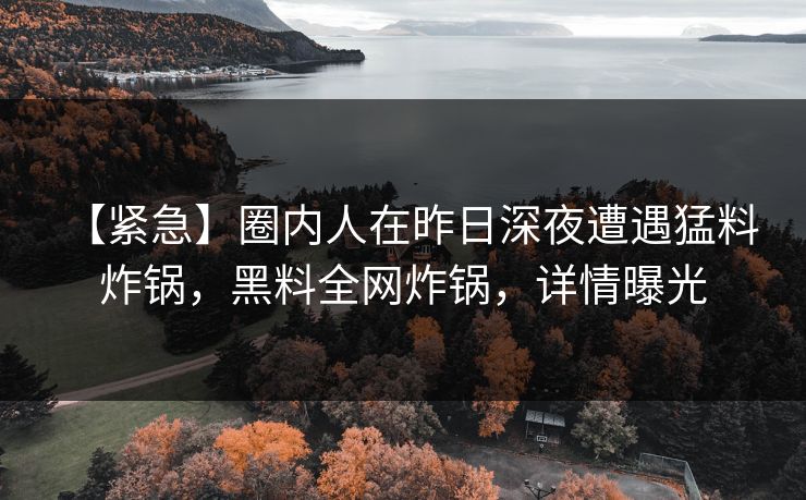 【紧急】圈内人在昨日深夜遭遇猛料 炸锅，黑料全网炸锅，详情曝光